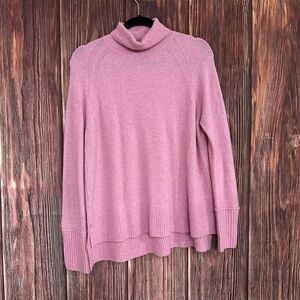 J. Crew Womens Side Slit Pink Supersoft Yarn Turtleneck Alpaca Wool Sweater S